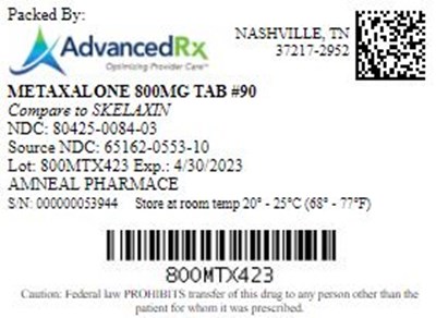 Metaxalone 800mg Tab Qty 90 Ndc 80425 0084